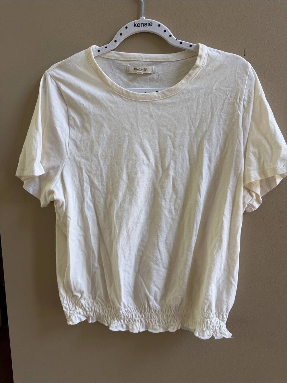 Madewell Off-White Short Sleeve Elastic-Hem Tee